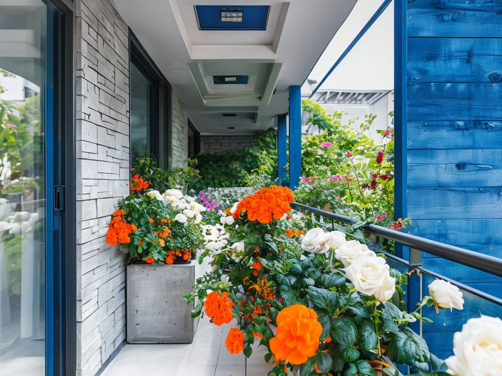 Modern Balcony With Lush Plants And Inviting Atmosphere
