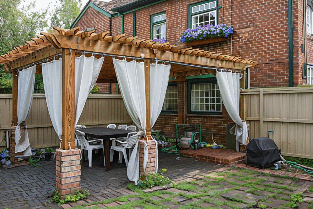 Outdoor Patio With Pergola And Cozy Dining Area