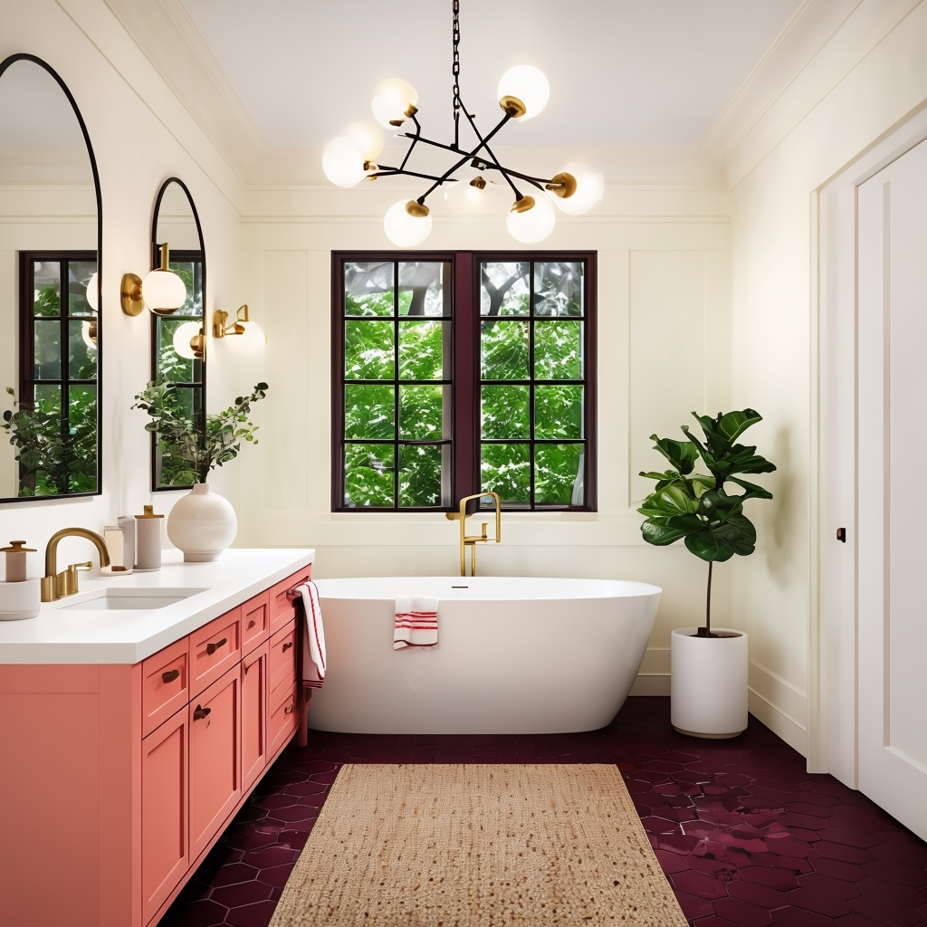 Stylish Modern Bathroom With Vibrant Colors And Natural Elements